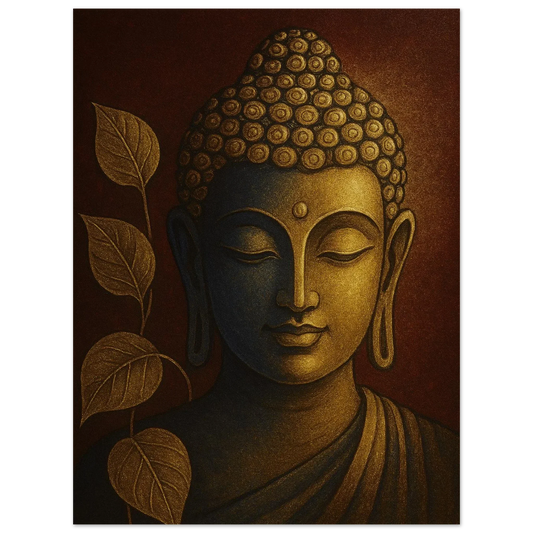 Golden Serenity – Buddha Wall Art for Peaceful Spaces | Aluminum Print 60x80 cm / 24x32″ - ZODARC